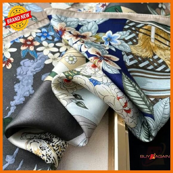 27x27 Mulberry Silk Square Scarf, Versatile Headscarf & Neckerchief - Picture 4 of 6